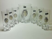 Bohemia Cristallo set valigia con 6 bicchieri + caraffa con placca argento 925