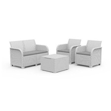 Salottino da Esterno Keter Rosalie Lounge 4PZ in Resina con Cuscini Bianco - K25