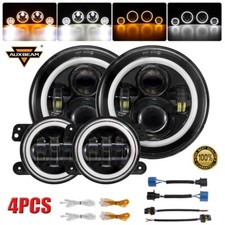 Per Jeep Wrangler JK 2007-2017 Kit Fari LED 7" + Fendinebbia 4" Bianco DRL