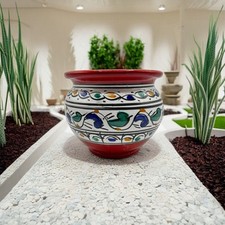 Vaso Cachepot Berbero Etnico in Ceramica Terracotta - Artigianato Tunisino per I