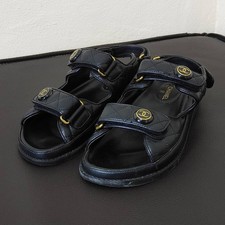 CHANEL Sandali Trapuntati Papà CC Charm Nero Pelle Scarpe Donna Taglia: EU37 US7