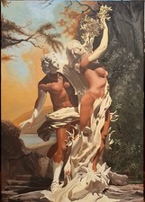 STEFANO TRAPANESE,"Apollo e Dafne" oil/canva 100x70cm arte sexy sensuale