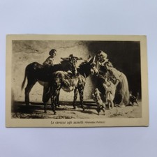 LE CAREZZE AGLI ASINELLI (GIUSEPPE PALIZZI) VECCHIA CARTOLINA VINTAGE B/N