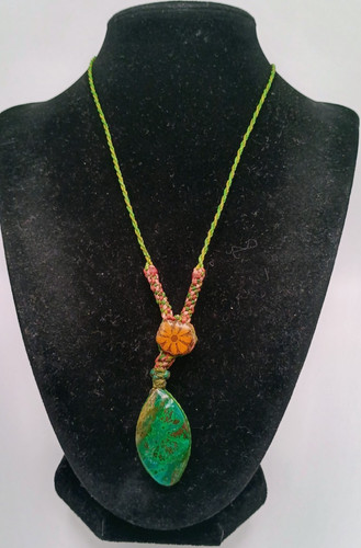 Macrame necklace with natural - necklace,