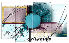 QUADRI MODERNI ASTRATTI DIPINTI A MANO AZZURRO LILLA ARREDO CASA LETTO DIVANO