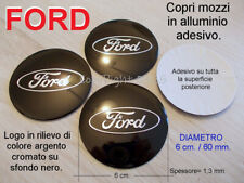 COPRI MOZZI FORD ALLUMINIO ADESIVO 6 cm 60 mm CERCHI STEMMI TAPPI WHEEL CAPS