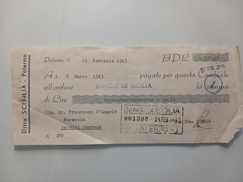 Cambiale 1943 ditta - cambiale,