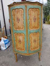 CANTONALE LACCATO VENEZIANO BOMBATO - 2 ANTE DIPINTE A FIORI - ANTICO PRIMI '800