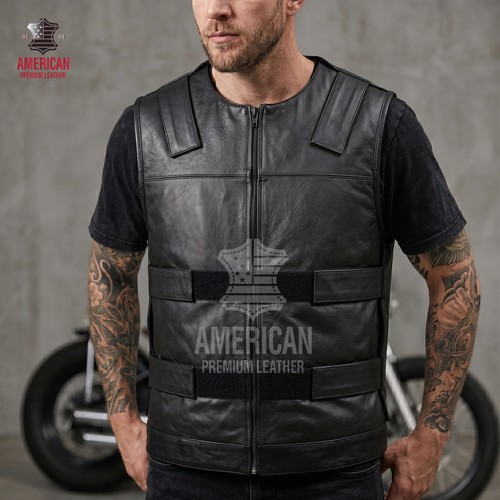 Gilet moto pelle nero - pelle,