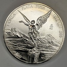 Mexico Liberty 1999, 1 Oz .999 Fine Silver Coin, Oz Libertad Plata .999 