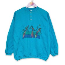Felpa Vintage blu con bottoni