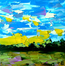 Olio paesaggio sera estate - paesaggio,