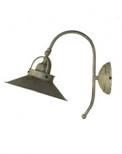 Applique lampada parete in ottone decapato bianco parabola interno esterno