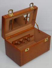 TRUNK BROWN TRAVEL BAG VINTAGE Beauty Case "I Santi" LEATHER Valigetta
