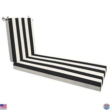 Outdoor Chaise Lounge with Black & Ivory Stripe Cushion, 22.5 x 70 for Patio