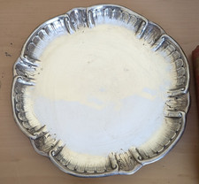 Antico Piatto Vassoio in Rame Lavorato Sbalzato e Argentato XIX secolo