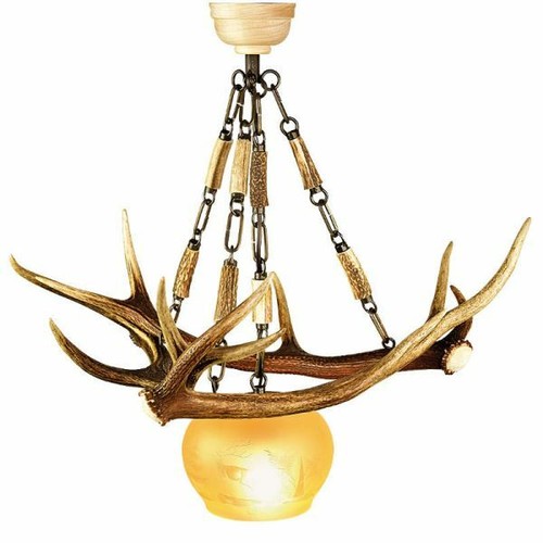 Lampadario con vere corna - , di