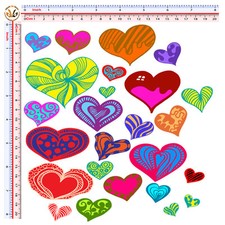 hearts multicolor sticker adesivi cuori auto moto elmet  print pvc 25 Pz.