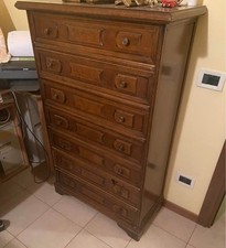 Cassettiera settimino in legno marrone vintage 7 cassetti 111 x 85 cm