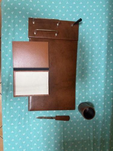 Set scrivania pelle marrone