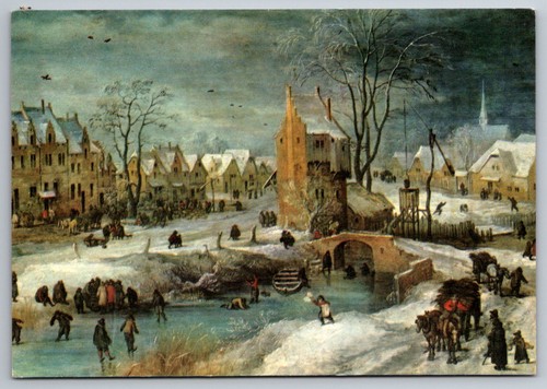 Cartolina villaggio inverno - villaggio, d'inverno