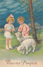 CARTOLINA *82 AUGURI-FESTE BUONA PASQUA REGALI FELICITA AGNELO VIAGGIATA 1935