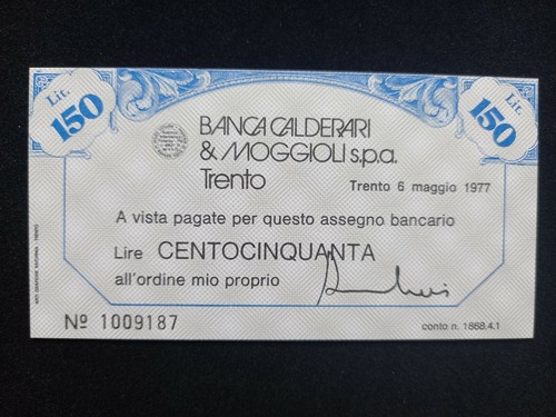 Miniassegno 1977 banca - 1977,