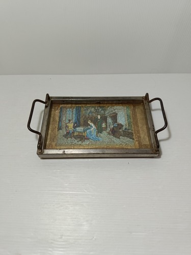 Antico vassoio metallo e - in,