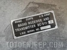Label plaque radio ww2 - radio, us