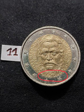 Moneta 2 Euro Slovacchia Slovensko 2015 Errore di conio Sulla Barba Ludovit Stur
