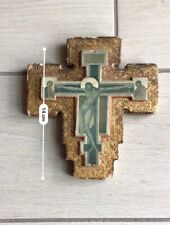 Crocifisso stile antico Icona Croce religiosa sacra in legno dorato da parete