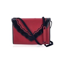 Autentica borsa a tracolla convertibile Yves Saint Laurent vintage in pelle rossa nera