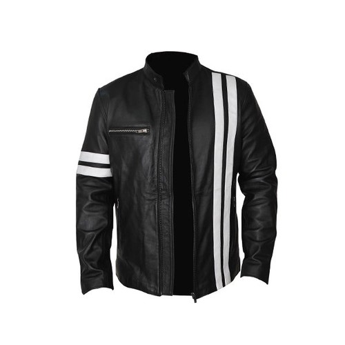 Giacca biker uomo nera vera