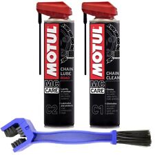 KIT PULITORE CATENA MOTO MOTUL C1 GRASSO LUBRIFICANTE C2 ROAD SPRAY+SPAZZOLA