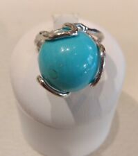 Anello in argento 925 con vero Turchese naturale Sfera 15mm 
