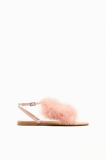 ZARA sandali piatti piuma rosa