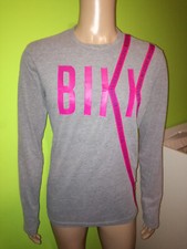 T SHIRT UOMO COLOR GRIGIO MANICA LUNGA MARCA BIKKEMBERGS LOGO VIOLA TAGLIA L