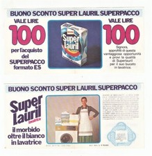 Buono sconto SUPER LAURIL Superpacco 100 lire pubblicità 1978 detersivo