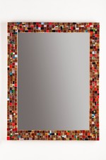 Specchio con cornice di legno decorato mosaico di vetro artistico multicolore