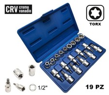 SET DI CHIAVI A BUSSOLA TORX MASCHIO FEMMINA DA 1/2 - 19 PEZZI CHROME VANADIUM