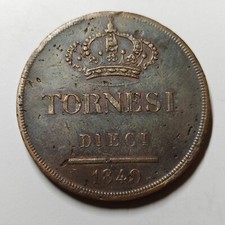 10 Tornesi 1840 Senza Rigatura Interna Corona R2, Ferdinando II, Due Sicilie
