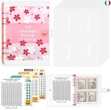 100 Envelope Saving Challenge, A5 Agenda Risparmio Soldi con Buste Porta Soldi