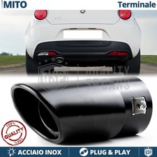 1 TERMINALE di Scarico OVALE per Alfa Romeo MITO Acciaio Inox NERO Plug & Play