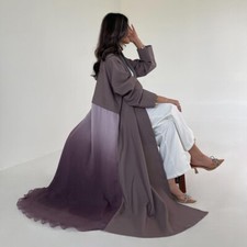 Muslim Women Maxi Dress Dubai Kaftan Open Kimono Abaya Islamic Long Robe Turkey