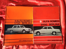 2 Libretti Uso e manutenzione Alfa Romeo 1750 e 2000 berlina - ORIGINALI