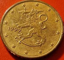FINLANDIA SUOMI MONETA 50 €UROCENT 1999 LEONE ARALDICO CON ERRORI RARISSIMA