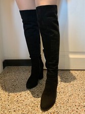 Stivali alti sopra il ginocchio camoscio nero morbidissimo Giampaolo Viozzi