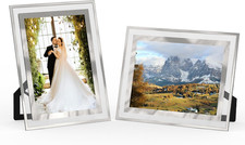 2 Pezzi Cornice Foto 13X18 Vetro, Moderna Cornici Foto 13X18 Argento, Portafoto 