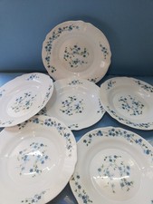ARCOPAL FRANCE MYOSOTIS VERONICA SET 6 PIATTI FONDI FIORI AZZURRI 
