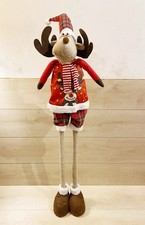 Renna Natalizia Rossa  Tessuto Morbido 130cm Gambe Estensibili Con Luci E Suoni